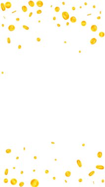 Thai baht coins falling. Gold scattered THB coins. Thailand money. Global financial crisis concept. Vector illustration.