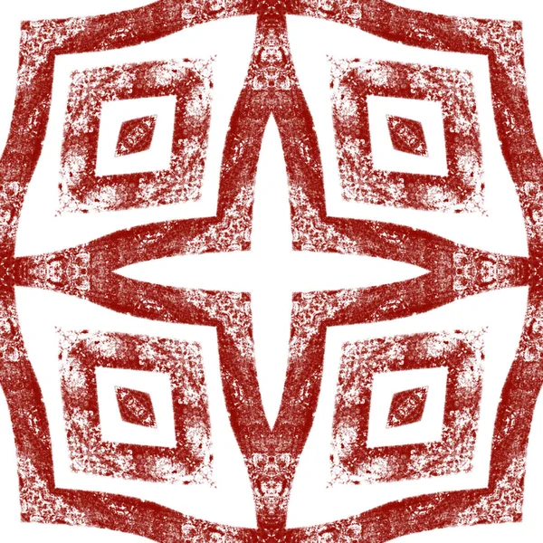 Geometryczny Bezszwowy Wzór Wino Czerwone Symetryczne Tło Kalejdoskopu Ręcznie Rysowana — Zdjęcie stockowe
