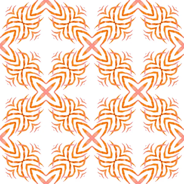 Grüner Geometrischer Chevron Aquarellrand Orange Lebhaftes Boho Chic Sommerdesign Textilfertiger — Stockfoto