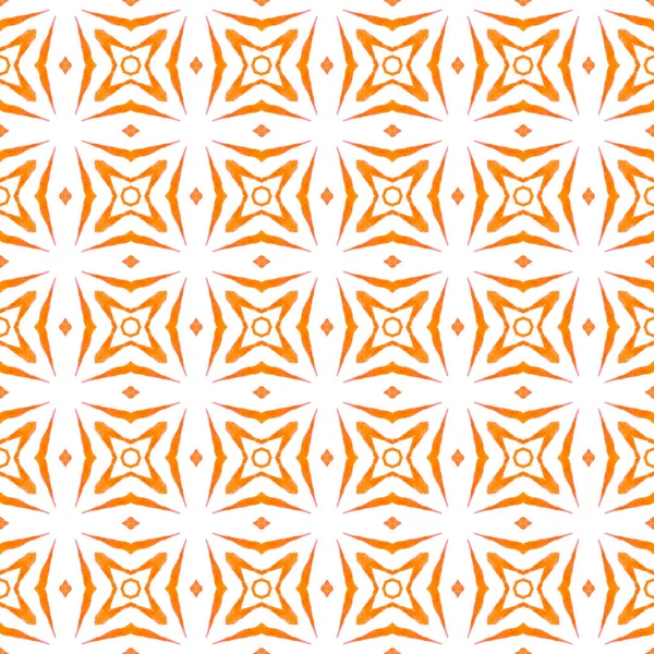 民族の手描きのパターン オレンジ信じられないほどのBohoシックな夏のデザイン 水彩夏の民族の国境パターン 繊維準備ができて良いプリント 水着生地 — ストック写真
