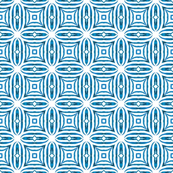 Χειροποίητο Πλακάκι Υδατογραφία Περίγραμμα Μπλε Όμορφο Boho Κομψό Σχεδιασμό Του — Φωτογραφία Αρχείου