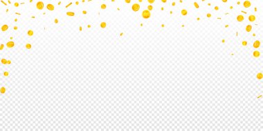 Kore bozuk paraları düştü. Dağınık altın Won paraları. Kore parası. Büyük ikramiye ya da başarı konsepti. Geniş vektör illüstrasyonu.