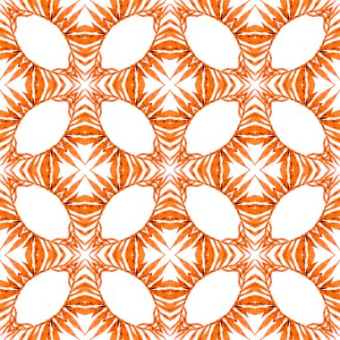 Organik fayans. Turuncu eğlenceli boho şık yaz tasarımı. Tekstil hazır baskı, mayo kumaş, duvar kağıdı, ambalaj. Moda organik yeşil kenar.