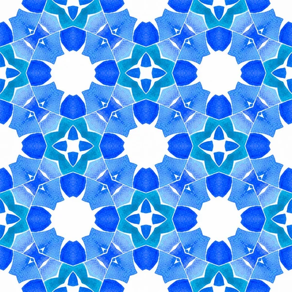 Ριγέ Χειροποίητο Σχέδιο Μπλε Ζωντανό Boho Κομψό Καλοκαιρινό Σχεδιασμό Επανάληψη — Φωτογραφία Αρχείου