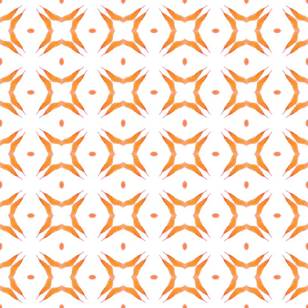 采购产品纺织品准备华丽的印花 泳衣面料 包装材料 橙色完美的波荷时尚夏装设计 有机瓷砖 有趋势的有机绿色边界 — 图库照片