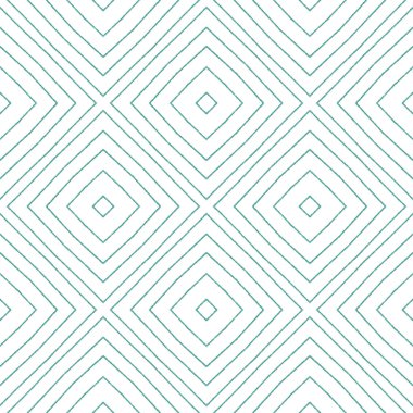 Dokulu çizgili desen. Turkuaz simetrik kaleydoskop arka planı. Tekstil hazır güzel baskı, mayo kumaş, duvar kağıdı, ambalaj. Moda desenli çizgiler tasarımı.