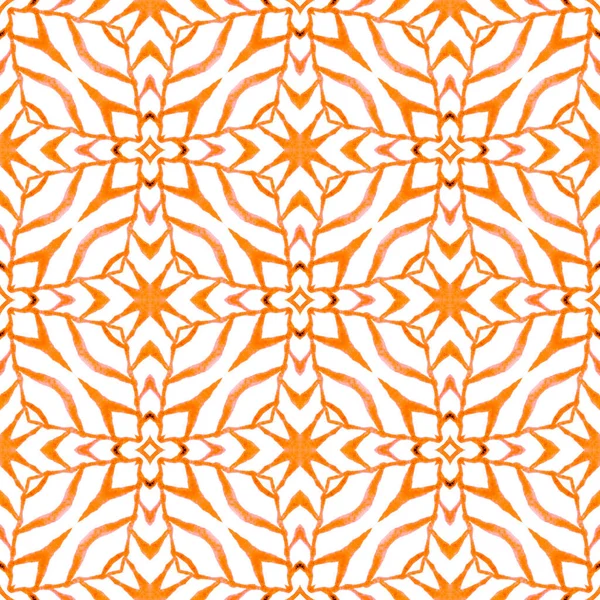 Mosaic Seamless Pattern Orange Glamorous Boho Chic Summer Design Hand — Stock Photo, Image