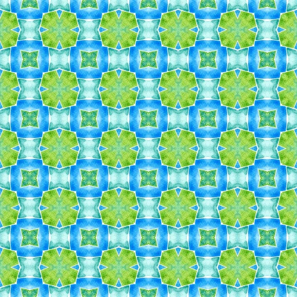 Fondo Acuarela Azulejos Verde Emocional Boho Chic Diseño Verano Estampado —  Fotos de Stock