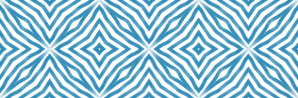 シェブロンストライプのシームレスな国境 青い対称万華鏡の背景 背景にふさわしい装飾的なデザイン要素 幾何学的シェブロンストライプパターン — ストック写真