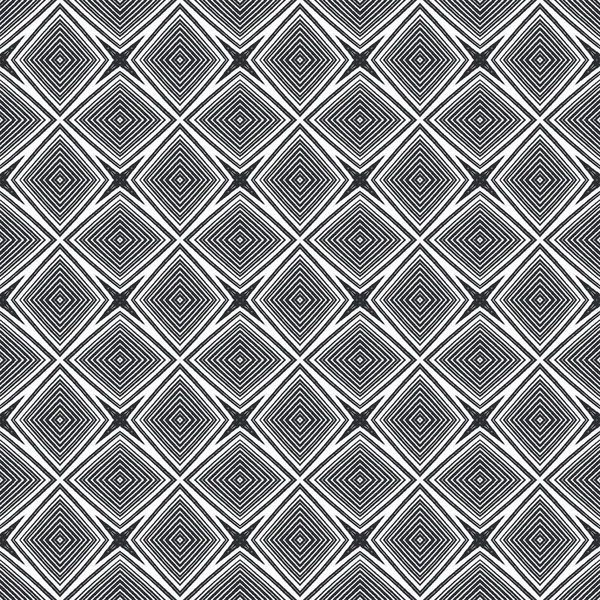 Exotický Bezproblémový Vzor Černé Symetrické Kaleidoskopické Pozadí Textilní Hotový Úchvatný — Stock fotografie