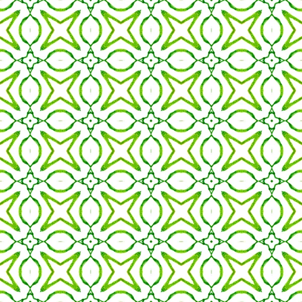 水彩画背景 绿色吸引人的时髦夏装设计 纺织现成的古色古香印花 泳衣面料 包装材料 手绘瓷砖水彩边框 — 图库照片