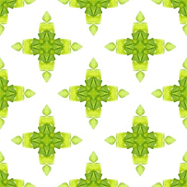 Tropik, pürüzsüz desen. Yeşil manyetik boho şık yaz tasarımı. Tekstil hazır sıradışı baskılar, mayo kumaş, duvar kağıdı, ambalaj. El çizimi tropikal, pürüzsüz sınır.