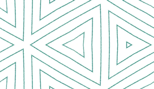 Arabeska Ręcznie Rysowane Wzór Turkusowe Symetryczne Tło Kalejdoskopu Tekstylia Gotowe — Zdjęcie stockowe