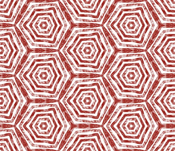 Ethnic Hand Painted Pattern Wine Red Symmetrical Kaleidoscope Background Summer — Stock Photo, Image