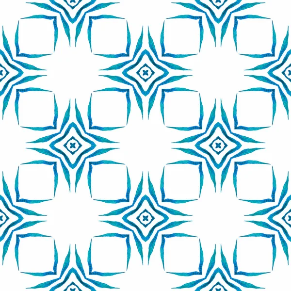 Frontera Árabe Oriental Dibujada Mano Azul Inusual Diseño Boho Chic —  Fotos de Stock