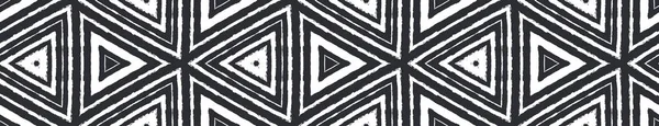 Gestreepte Hand Getekend Naadloos Patroon Zwarte Symmetrische Caleidoscoop Achtergrond Sierlijke — Stockfoto