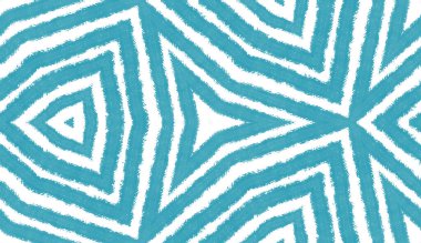 Geometrik dikişsiz desen. Turkuaz simetrik kaleydoskop arka planı. El çizimi geometrik kusursuz tasarım. Tekstil hazır güzel baskı, mayo kumaş, duvar kağıdı, ambalaj..