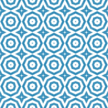 Tekrar eden mayo tasarımı. Mavi simetrik kaleydoskop. Tekstil hazır silinmez baskı, mayo kumaş, duvar kağıdı, ambalaj. Yaz şapkası süsleme deseni.