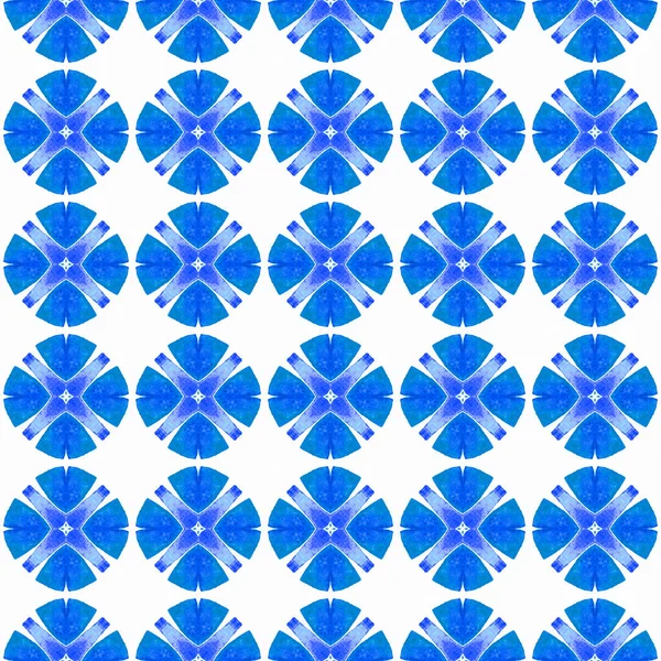 Χειροποίητα Τροπικά Σύνορα Χωρίς Ραφή Μπλε Εκπληκτικό Boho Κομψό Σχεδιασμό — Φωτογραφία Αρχείου
