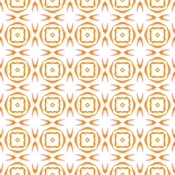繊維準備ができて素晴らしいプリント 水着生地 オレンジのようなBohoシックな夏のデザイン 熱帯のシームレスなパターン 手描き熱帯シームレスな境界線 — ストック写真