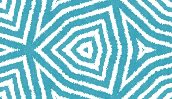 Arabeska Ręcznie Rysowane Wzór Turkusowe Symetryczne Tło Kalejdoskopu Tekstylia Gotowe — Zdjęcie stockowe