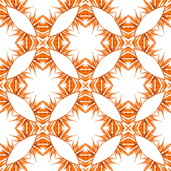 エキゾチックなシームレスなパターン オレンジスタイリッシュなBohoシックな夏のデザイン 夏のエキゾチックなシームレスな国境 繊維準備ができた魅力的なプリント 水着生地 — ストック写真