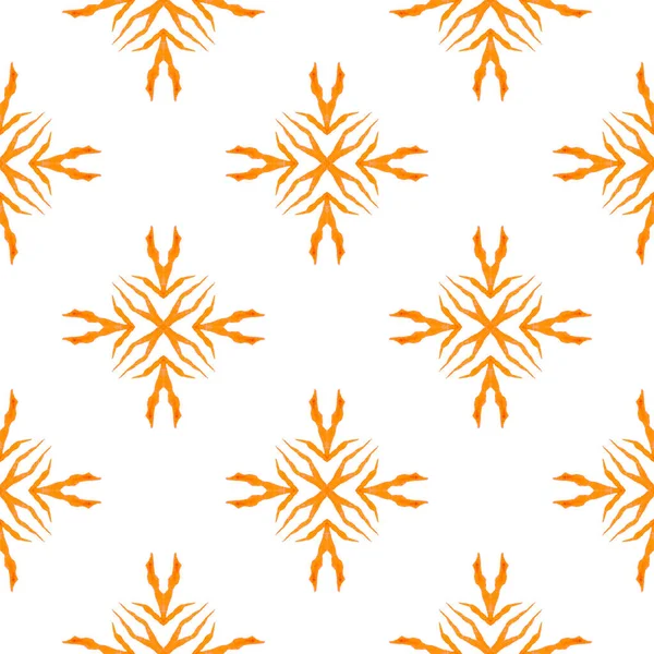 繊維準備ができて素晴らしいプリント 水着生地 オレンジ素晴らしいBohoシックな夏のデザイン 水彩メダリオンシームレスな境界線 メダリオンのシームレスなパターン — ストック写真