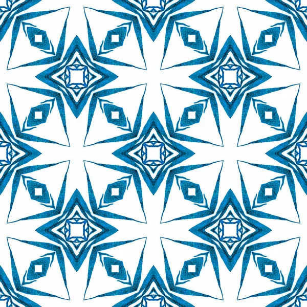 Ikat Επαναλαμβανόμενο Σχέδιο Μαγιό Μπλε Υπέροχο Boho Κομψό Καλοκαιρινό Σχεδιασμό — Φωτογραφία Αρχείου