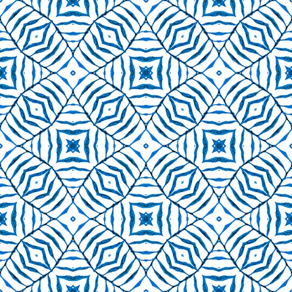 繊維は準備ができて快適な印刷 水着生地 ブルーの注目すべきBohoシックな夏のデザイン 手は熱帯のシームレスな境界線を描いた 熱帯シームレスパターン — ストック写真