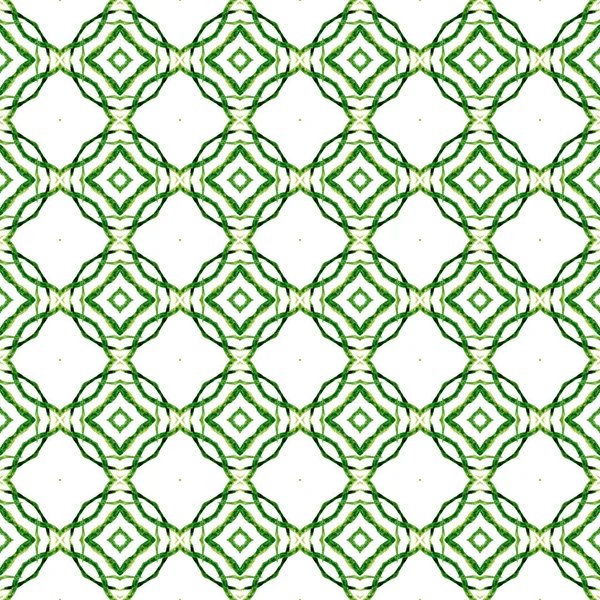 Pintado Mano Azulejos Borde Acuarela Verde Vibrante Diseño Boho Chic — Foto de Stock