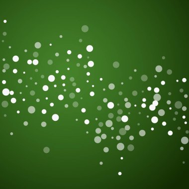 Karlı bir Noel geçmişi var. İnce uçan kar taneleri ve yeşil arka plandaki yıldızlar. Narin, tatlı, karlı bir Noel. Kare vektör illüstrasyonu.