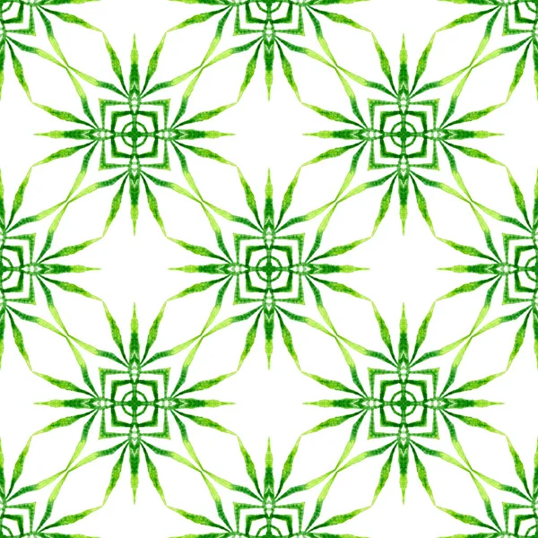 Handgezeichnete Grüne Mosaik Nahtlose Grenze Grünes Wundersames Boho Chic Sommerdesign — Stockfoto
