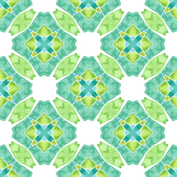 Fondo Acuarela Azulejos Verde Atrevido Diseño Boho Chic Verano Textil —  Fotos de Stock