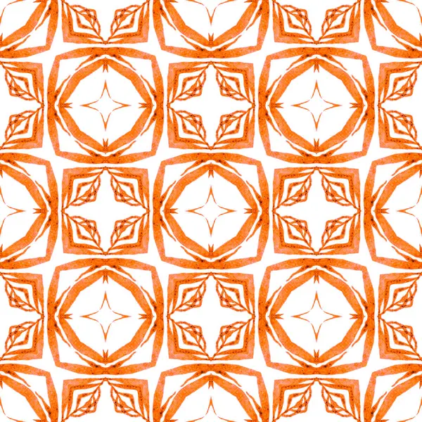 Green Geometric Chevron Watercolor Border Orange Shapely Boho Chic Summer — Stock Photo, Image