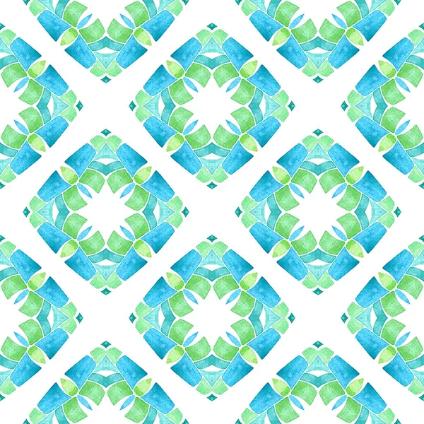 Mano Dibujado Borde Sin Costura Mosaico Verde Verde Diseño Boho —  Fotos de Stock