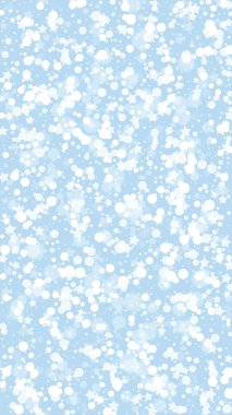Güzel kar yağışı arkaplanı. Hafif uçan kar taneleri ve açık mavi kış arka planındaki yıldızlar. Güzel kar yağışı şablonu. Dikey vektör illüstrasyonu.