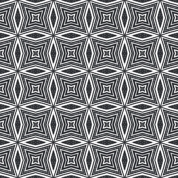 Patrón Sin Costura Mosaico Fondo Caleidoscopio Simétrico Negro Retro Mosaico — Foto de Stock