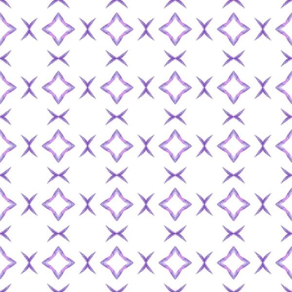 民族手绘图案 紫色令人愉快的时髦夏装设计 采购产品纺织品准备精美的印刷品 泳衣面料 水彩画夏季民族边界格局 — 图库照片