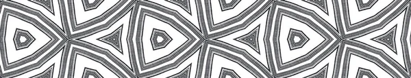 Striped Hand Drawn Seamless Pattern Black Symmetrical Kaleidoscope Background Beauteous — Stock Photo, Image