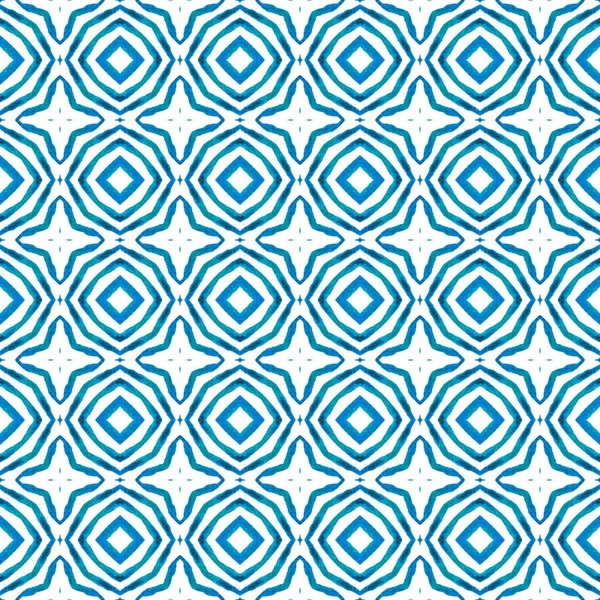 モザイクシームレスパターン ブルーかわいいBohoシックな夏のデザイン 手描きの緑のモザイクシームレスな境界線 繊維準備ができて素晴らしいプリント 水着生地 — ストック写真