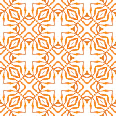 El çizimi yeşil mozaik pürüzsüz sınır. Turuncu şirin boho şık yaz tasarımı. Tekstil hazır, çekici baskı, mayo kumaş, duvar kağıdı, ambalaj. Mozaik pürüzsüz desen.