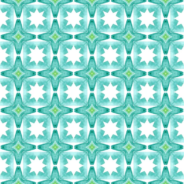緑の幾何学的なシェブロン水彩境界 緑の興味深いBohoシックな夏のデザイン 繊維準備ができて優れた印刷 水着生地 シェブロン水彩柄 — ストック写真