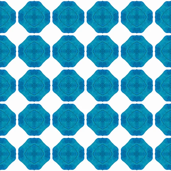 Sembol Suluboya Deseni Mavi Takdire Şayan Boho Yaz Tasarımı Tekstil — Stok fotoğraf
