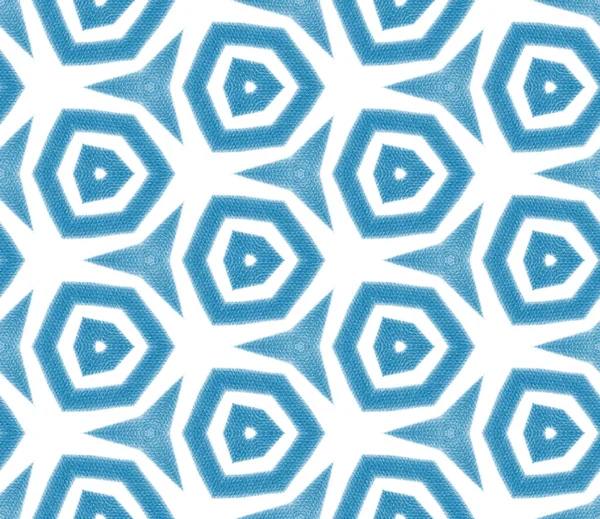 Mosaisch Nahtloses Muster Blauer Symmetrischer Kaleidoskop Hintergrund Textilfertiger Lebendiger Druck — Stockfoto