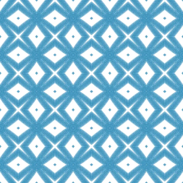 Tiled Watercolor Pattern Blue Symmetrical Kaleidoscope Background Hand Painted Tiled — Stock Photo, Image