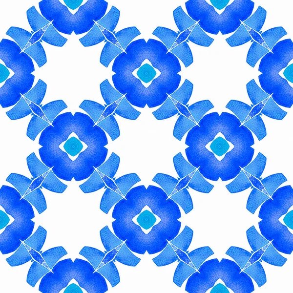 Gefliesener Aquarell Hintergrund Blaues Niedliches Boho Chic Sommerdesign Textilfertiger Fantastischer — Stockfoto