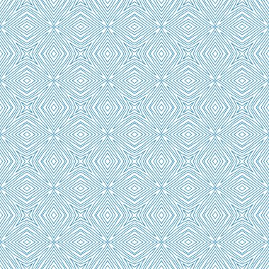 Tekrar eden mayo tasarımı. Mavi simetrik kaleydoskop. Tekstil hazır yaratıcı baskı, mayo kumaş, duvar kağıdı, ambalaj. Yaz şapkası süsleme deseni.
