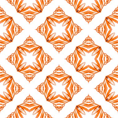 Tekstil hazır değerli baskı, mayo kumaş, duvar kağıdı, ambalaj. Turuncu popüler boho şık yaz tasarımı. Tropik, pürüzsüz desen. El çizimi tropikal, pürüzsüz sınır.