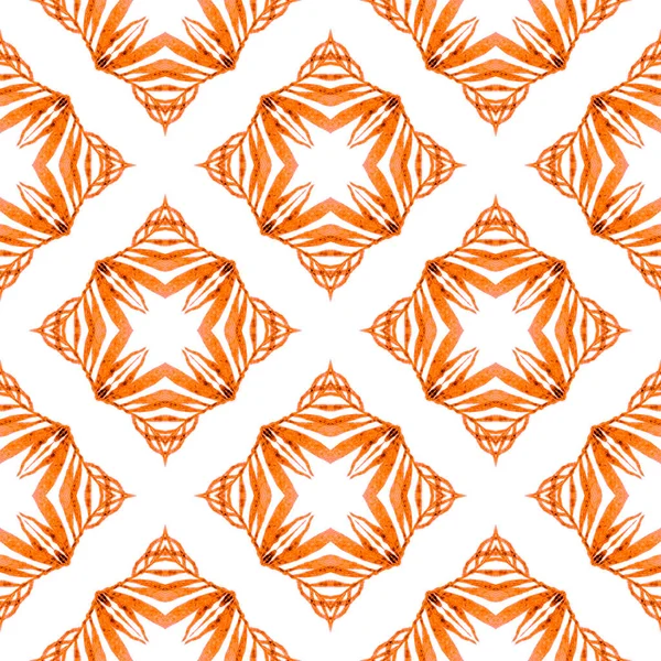 繊維準備ができて貴重なプリント 水着生地 オレンジ人気のBohoシックな夏のデザイン 熱帯のシームレスなパターン 手描き熱帯シームレスな境界線 — ストック写真