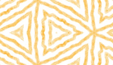 Arabesk el çizimi desen. Sarı simetrik kaleydoskop arka planı. Oriental arabesk el çizimi tasarımı. Tekstil hazır hipnotize baskı, mayo kumaş, duvar kağıdı, ambalaj.